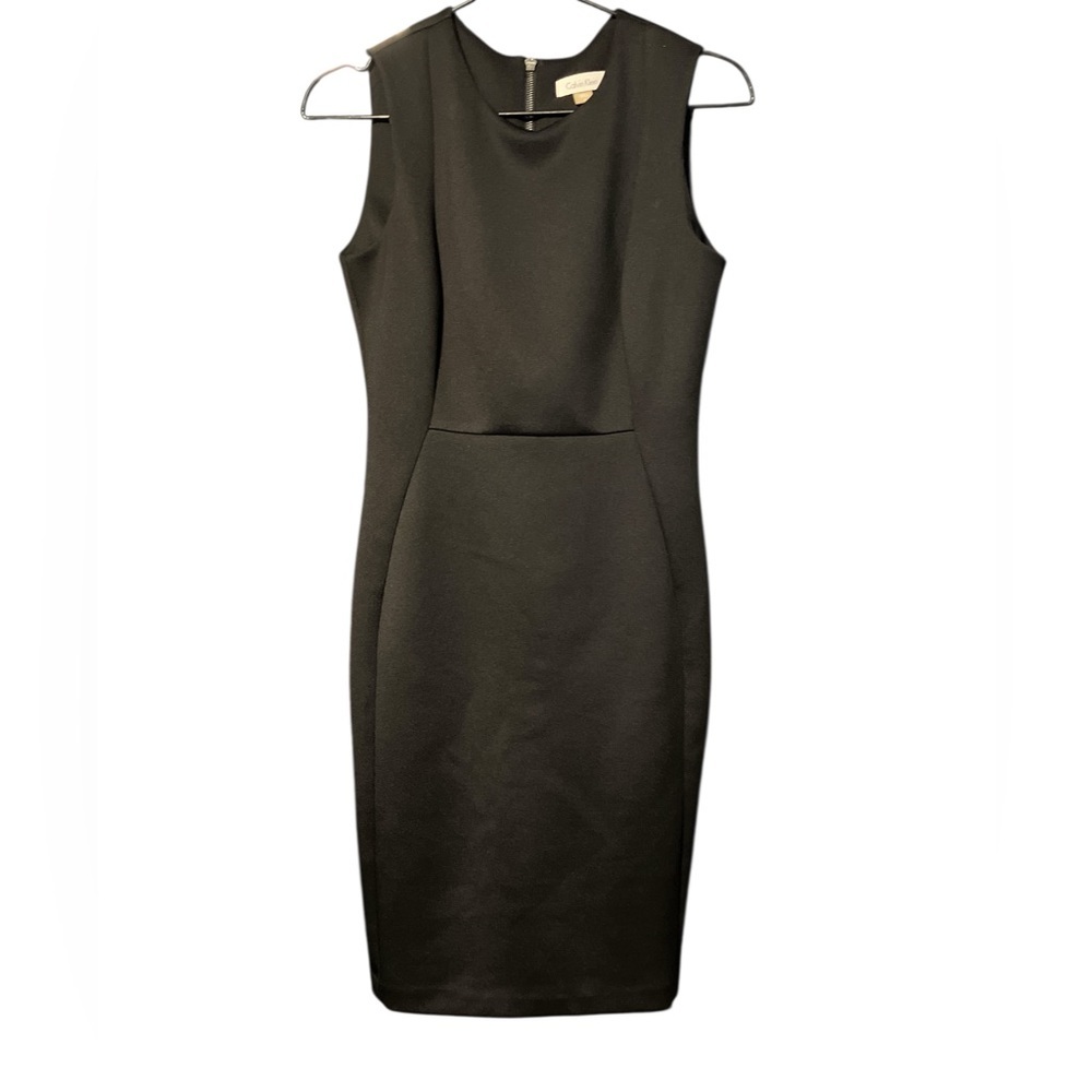 Calvin Klein Classic Black Scuba Midi Sheath Dress Sz 8 EUC